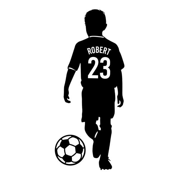 Kinderzimmer Wandtattoo: Silhouette eines Fußballkindes mit personalisierte