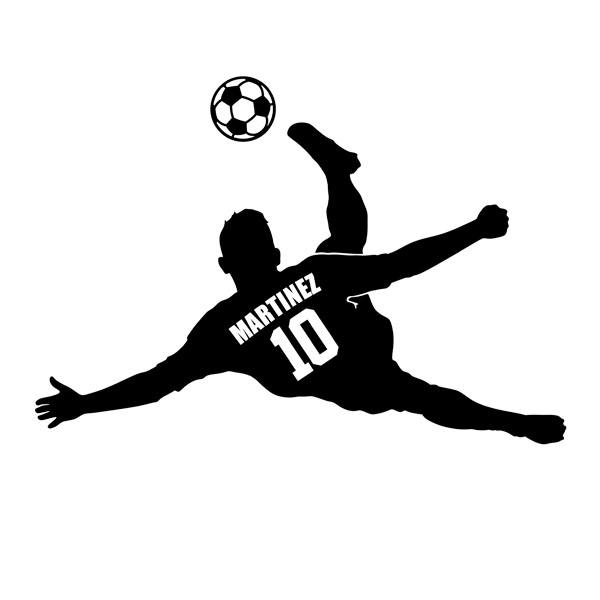 Kinderzimmer Wandtattoo: Silhouette eines Fußballkindes beim personalisiert