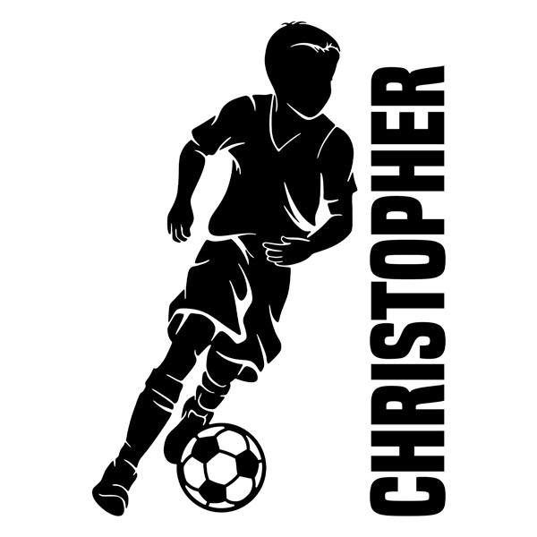 Kinderzimmer Wandtattoo: Silhouette eines Fußballkindes mit personalisierte
