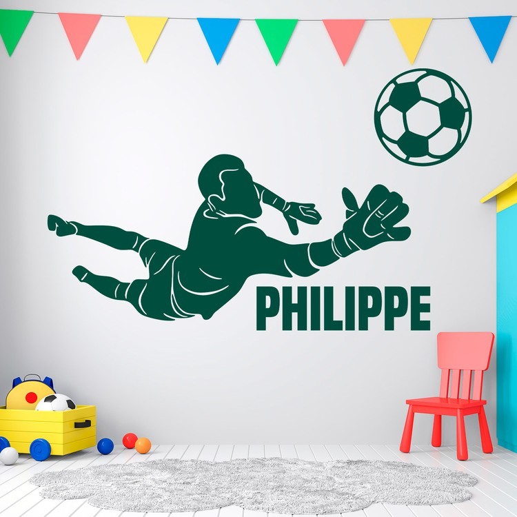 Kinderzimmer Wandtattoo: Silhouette eines Fußballtorwarts mit personalisier