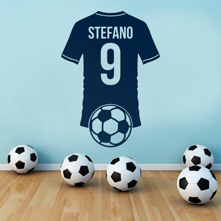 Kinderzimmer Wandtattoo: Silhouette eines Fußballtrikots mit personalisiert