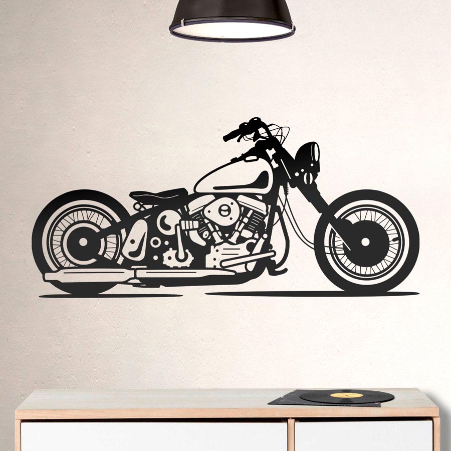 Wandtattoos: Klassisches Custom Motorrad