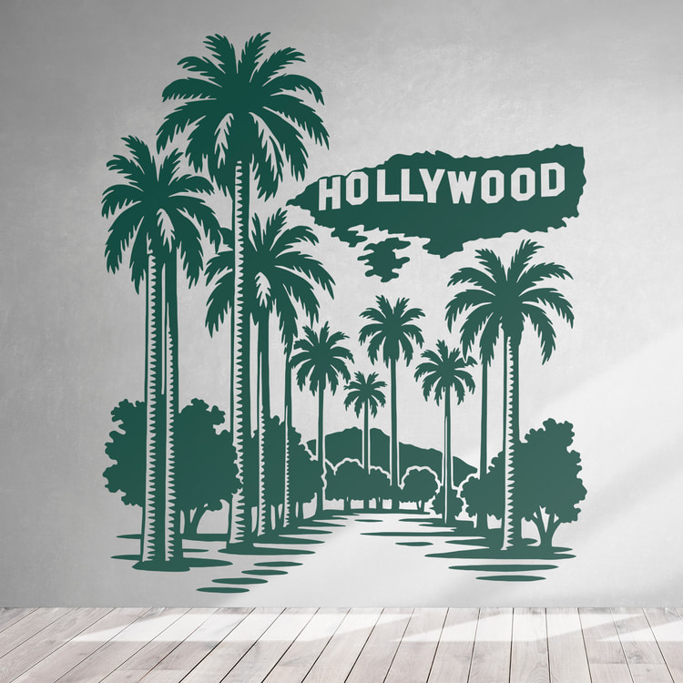 Hollywood Schild mit Palmen 1/1