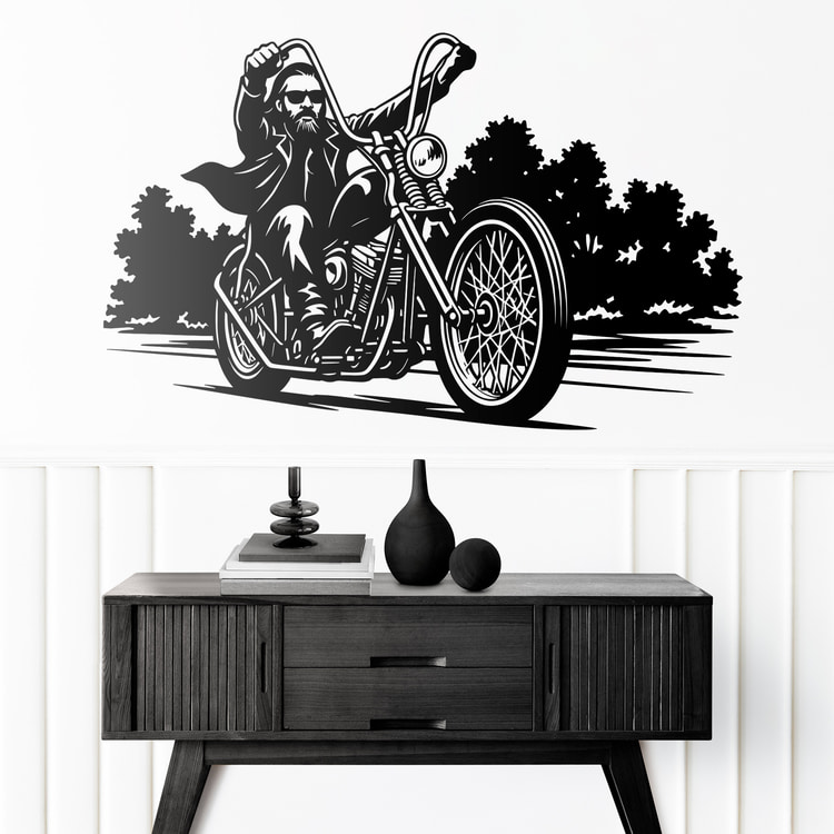 Wandtattoos: Freiheits-Biker auf Chopper
