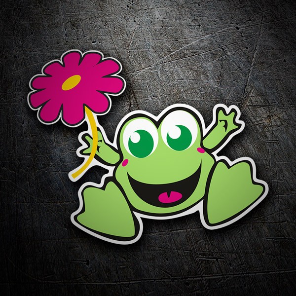 Aufkleber: Frosch mit Blume