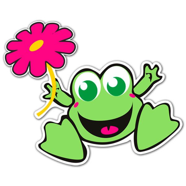 Aufkleber: Frosch mit Blume