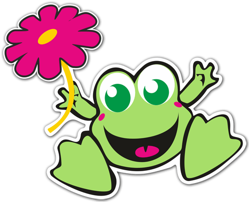 Aufkleber: Frosch mit Blume