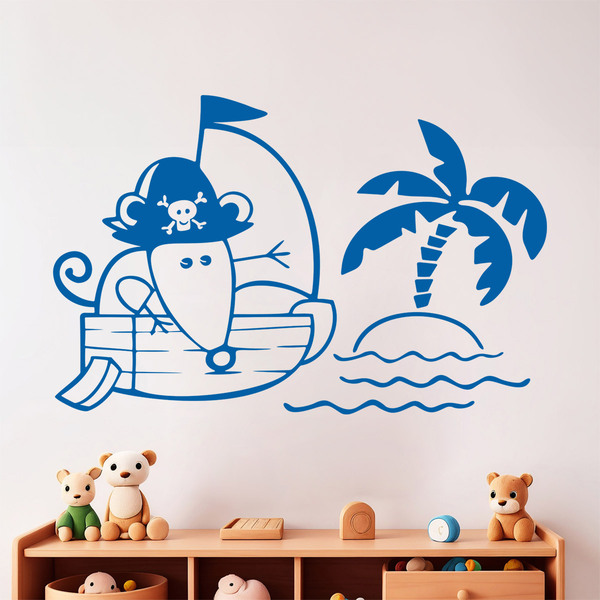 Kinderzimmer Wandtattoo: Maus auf Piratenschiff