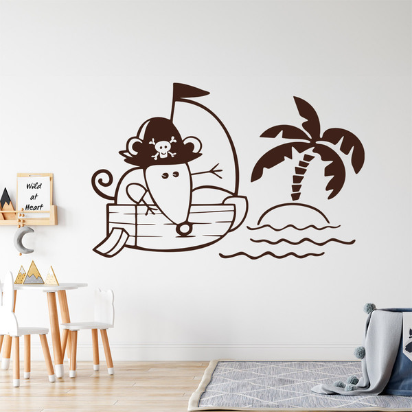 Kinderzimmer Wandtattoo: Maus auf Piratenschiff