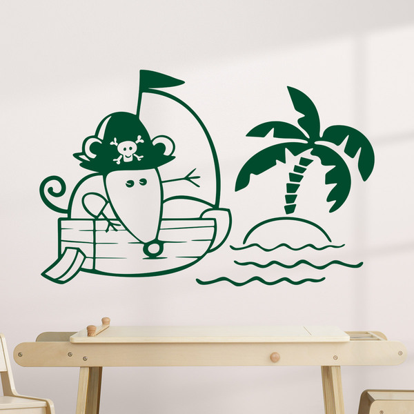 Kinderzimmer Wandtattoo: Maus auf Piratenschiff