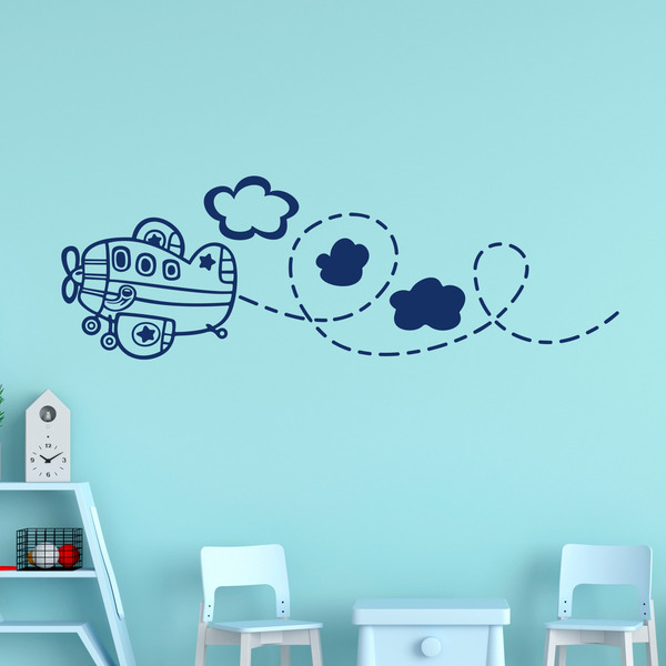 Kinderzimmer Wandtattoo: Flugzeug zwischen den Wolken