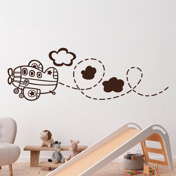 Kinderzimmer Wandtattoo: Flugzeug zwischen den Wolken