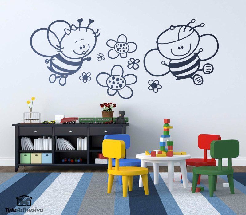 Kinderzimmer Wandtattoo: Biene und Blumen