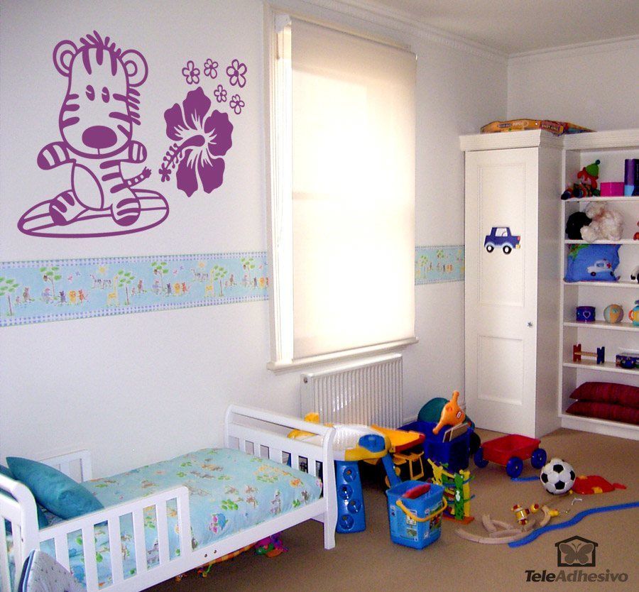 Kinderzimmer Wandtattoo: Surf Zebra