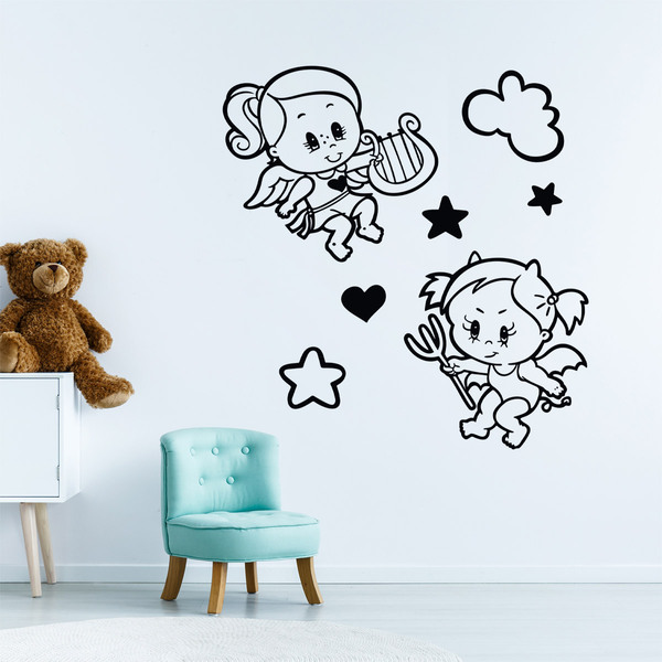 Kinderzimmer Wandtattoo: Engel und Teufel Babies