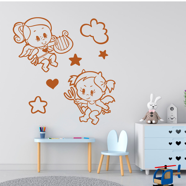 Kinderzimmer Wandtattoo: Engel und Teufel Babies