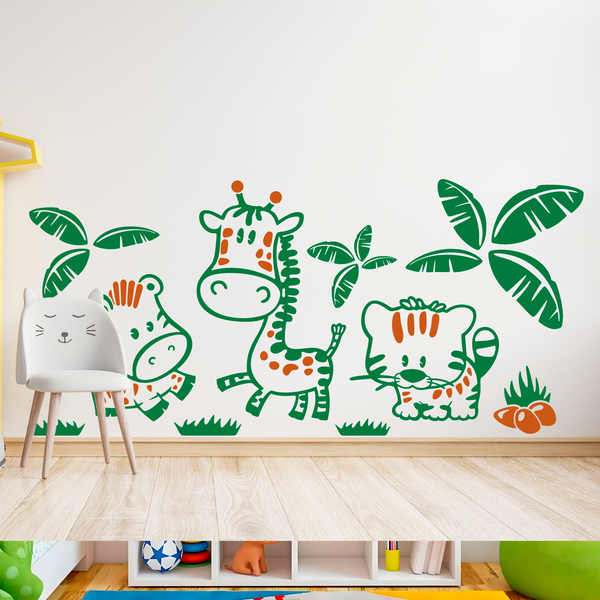 Kinderzimmer Wandtattoo: Mehrfarbige Dschungeltiere