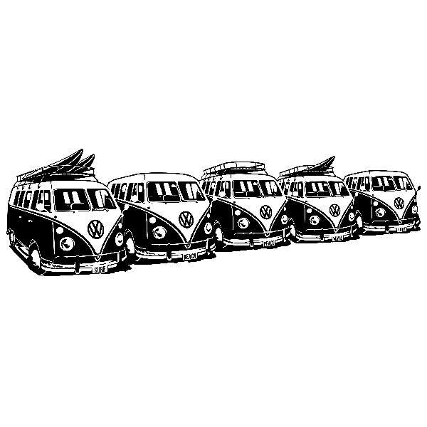 Wandtattoos: 5 Surfer VW Vans