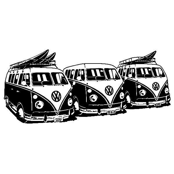 Wandtattoos: 3 Volkswagen Surf Vans