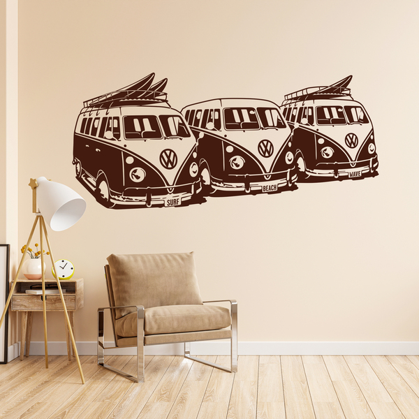 Wandtattoos: 3 Volkswagen Surf Vans