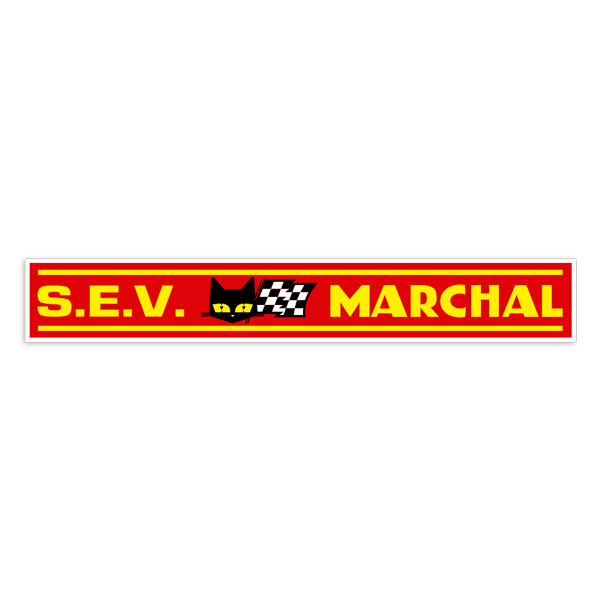 Aufkleber: Rotes S.E.V. Marchal Logo mit schwarzer Katze und 