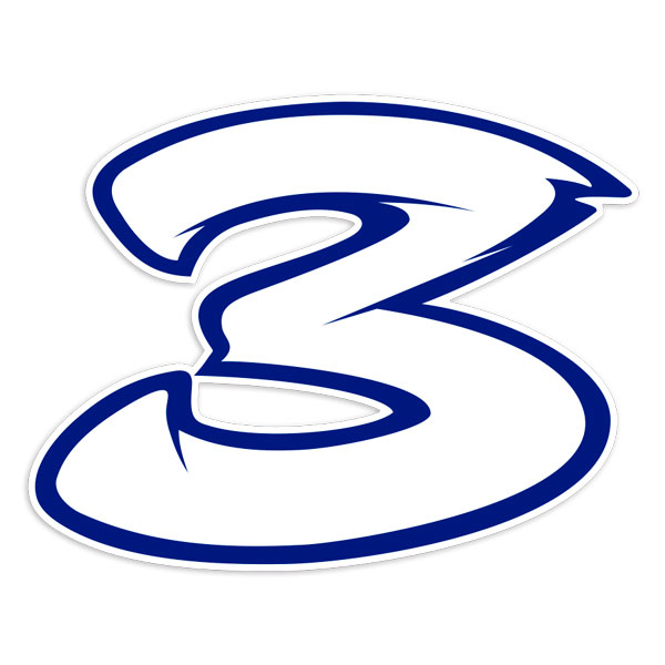 Aufkleber: Startnummer 3 in Wei&szlig; und Blau