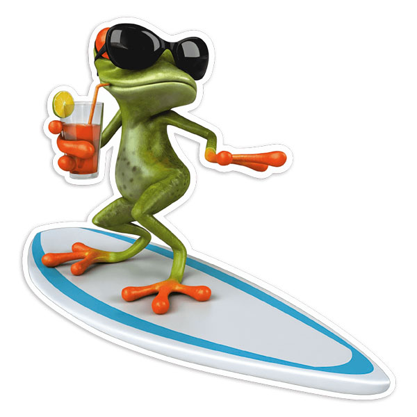 Aufkleber: Surfender Frosch Aufkleber