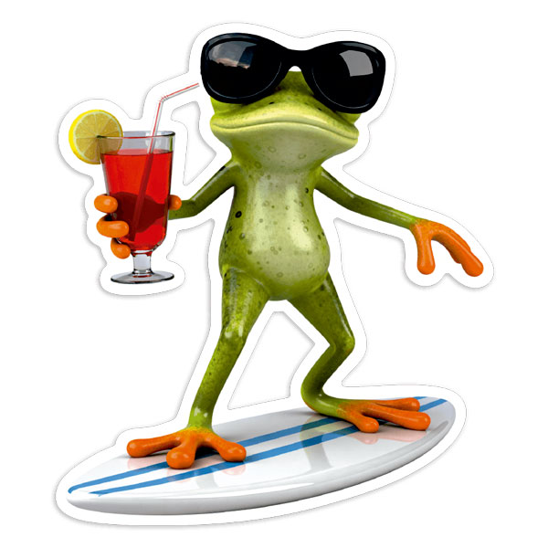 Aufkleber: Chill Surfender Frosch