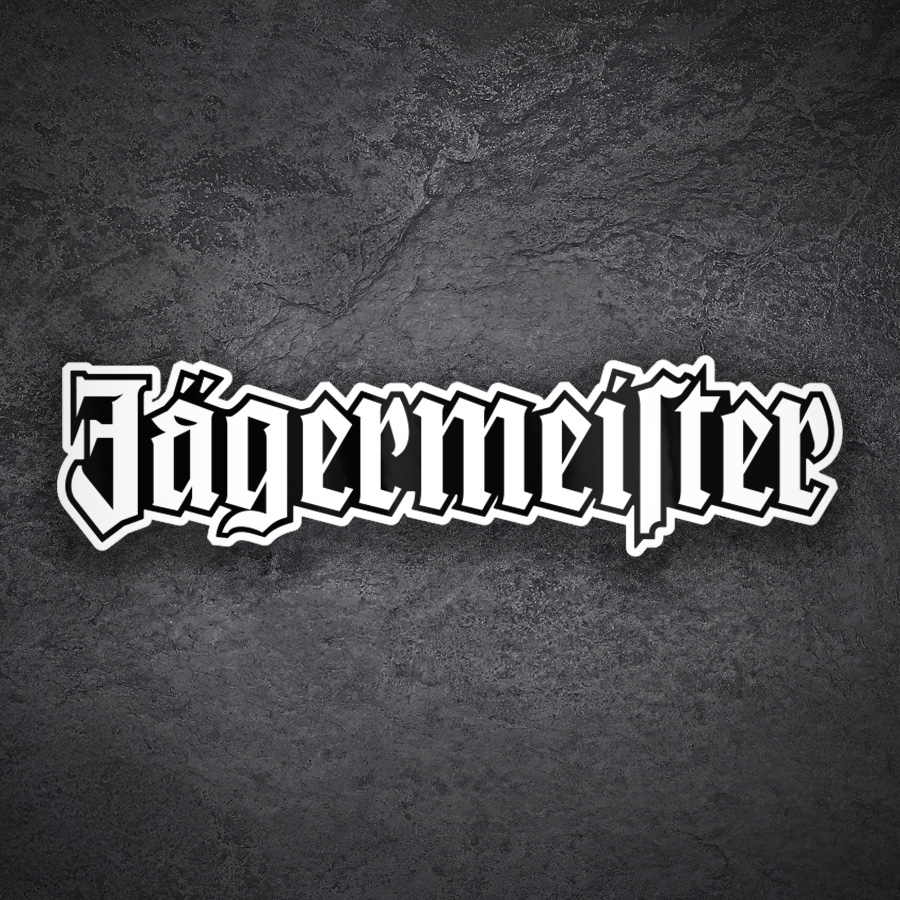 Aufkleber: Schwarzer J&auml;germeister Schriftzug