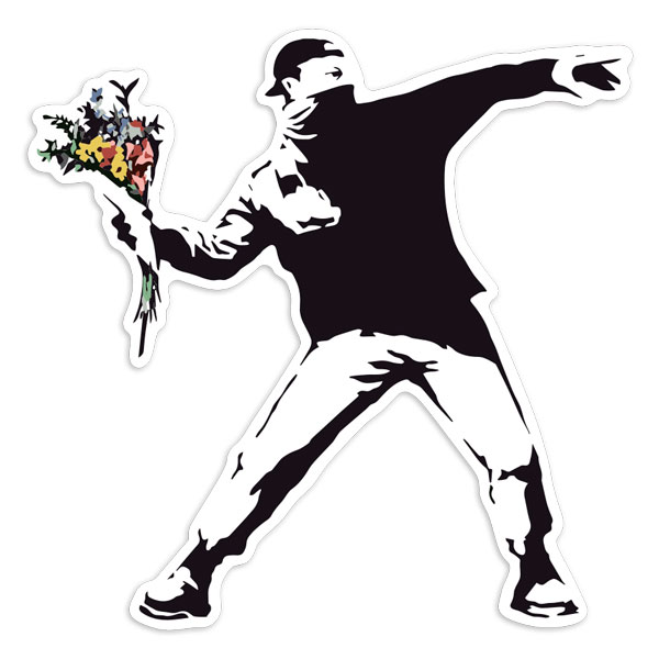 Aufkleber: Banksy Blumenwerfer Friedlicher Protest