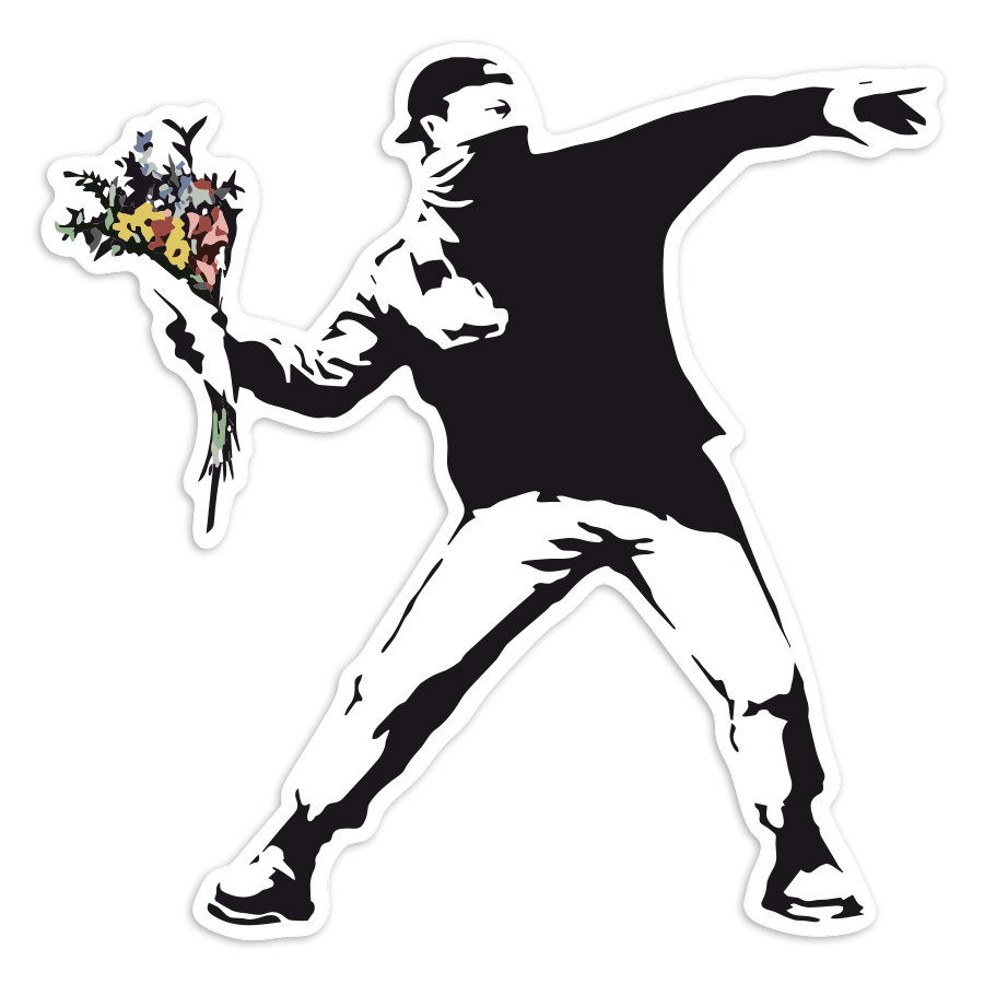 Aufkleber: Banksy Blumenwerfer Friedlicher Protest