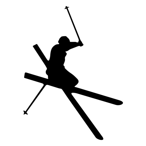 Aufkleber: Skifahrer-Sprung Silhouette