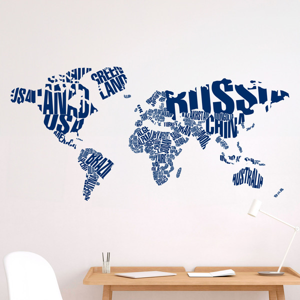 Wandtattoos: Typografische Weltkarte