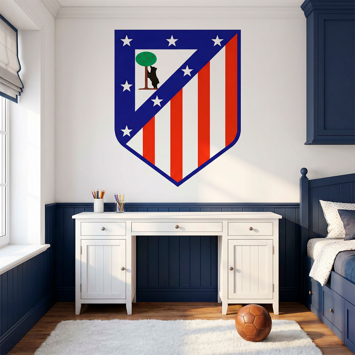 Wandtattoos: Atl&eacute;tico de Madrid wappen Farbe