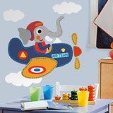 Kinderzimmer Wandtattoo: Elefant Flugzeug Pilot 3