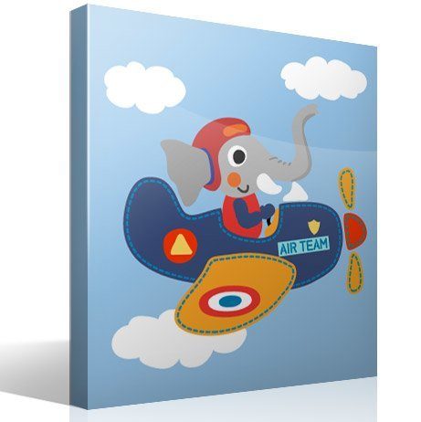 Kinderzimmer Wandtattoo: Elefant Flugzeug Pilot