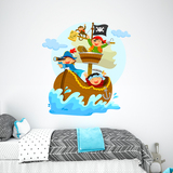 Kinderzimmer Wandtattoo: Piraten segeln auf dem Boot 3