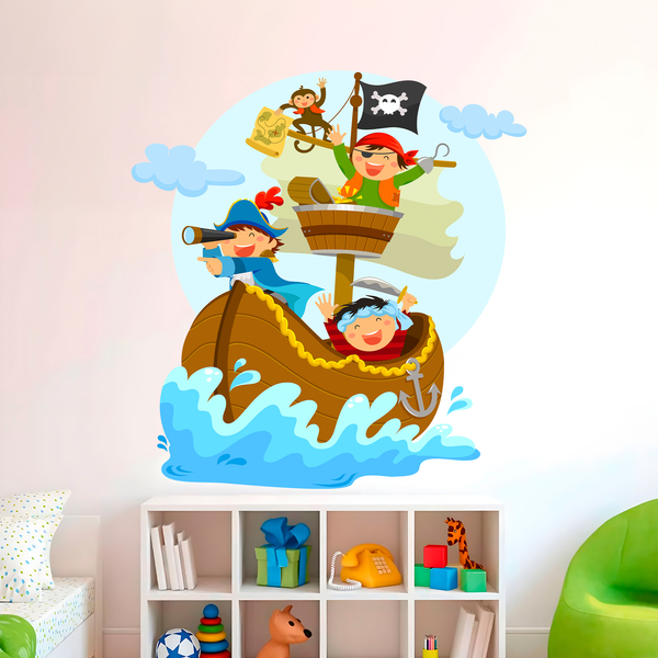Kinderzimmer Wandtattoo: Piraten segeln auf dem Boot