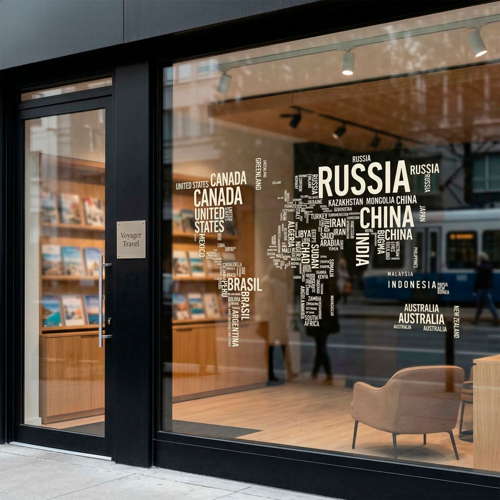 Wandtattoos: Typografische Weltkarte