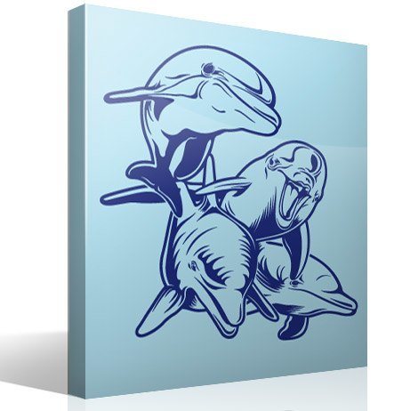 Wandtattoos: 4 Delphine auf Meeresboden
