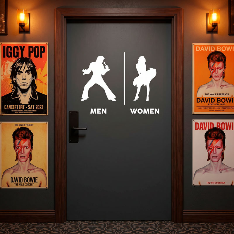 Beschilderung Badezimmer Elvis Marylin Englisch 11/12