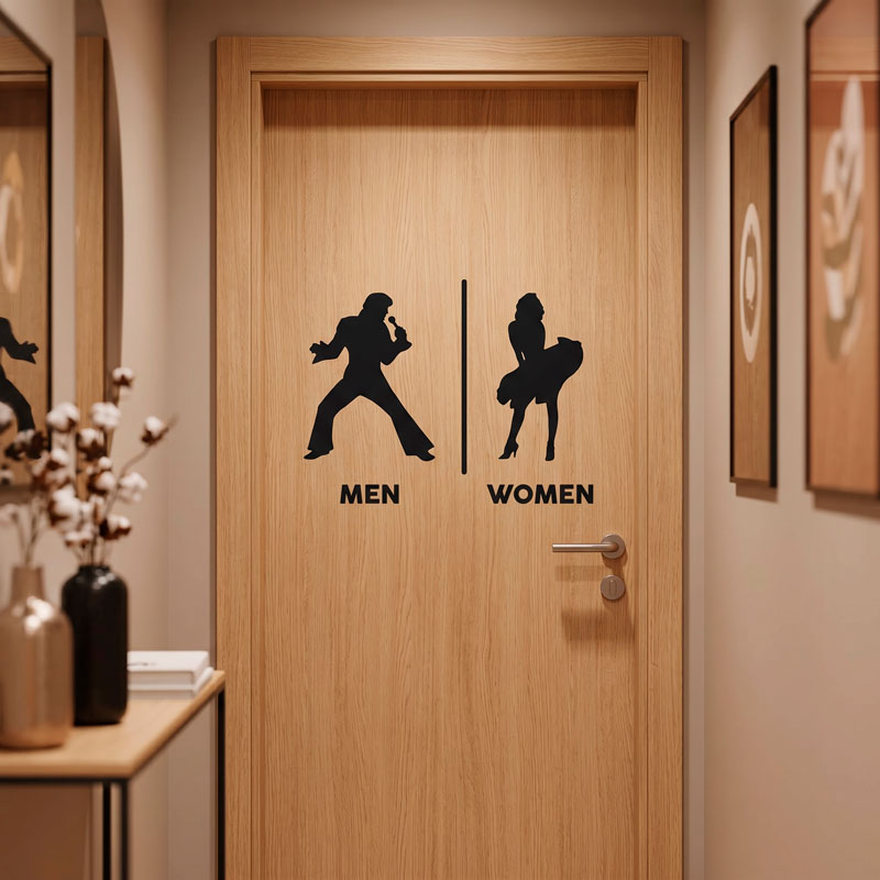 Beschilderung Badezimmer Elvis Marylin Englisch 12/12
