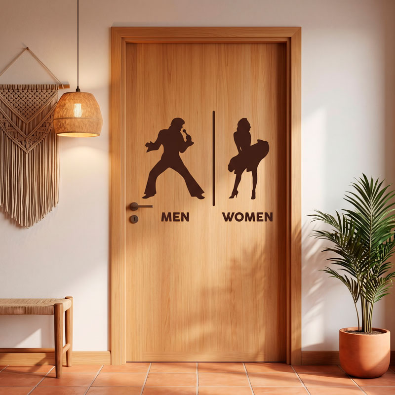 Beschilderung Badezimmer Elvis Marylin Englisch 7/12