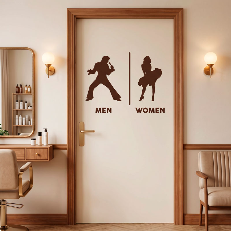 Beschilderung Badezimmer Elvis Marylin Englisch 8/12