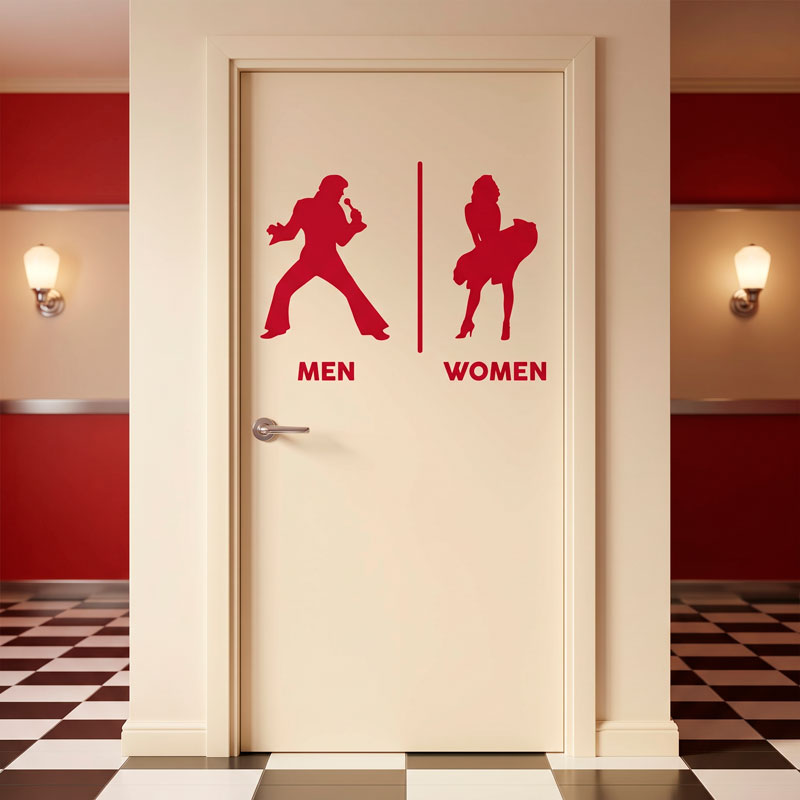 Beschilderung Badezimmer Elvis Marylin Englisch 9/12