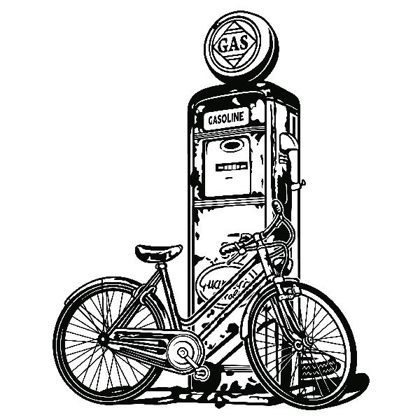 Wandtattoos: Fahrrad auf Vintage-Kraftstoffpumpe