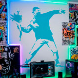 Wandtattoos: Banksy Blume Werfen Protest 15