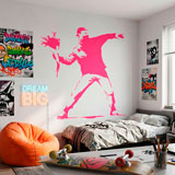 Wandtattoos: Banksy Blume Werfen Protest 9