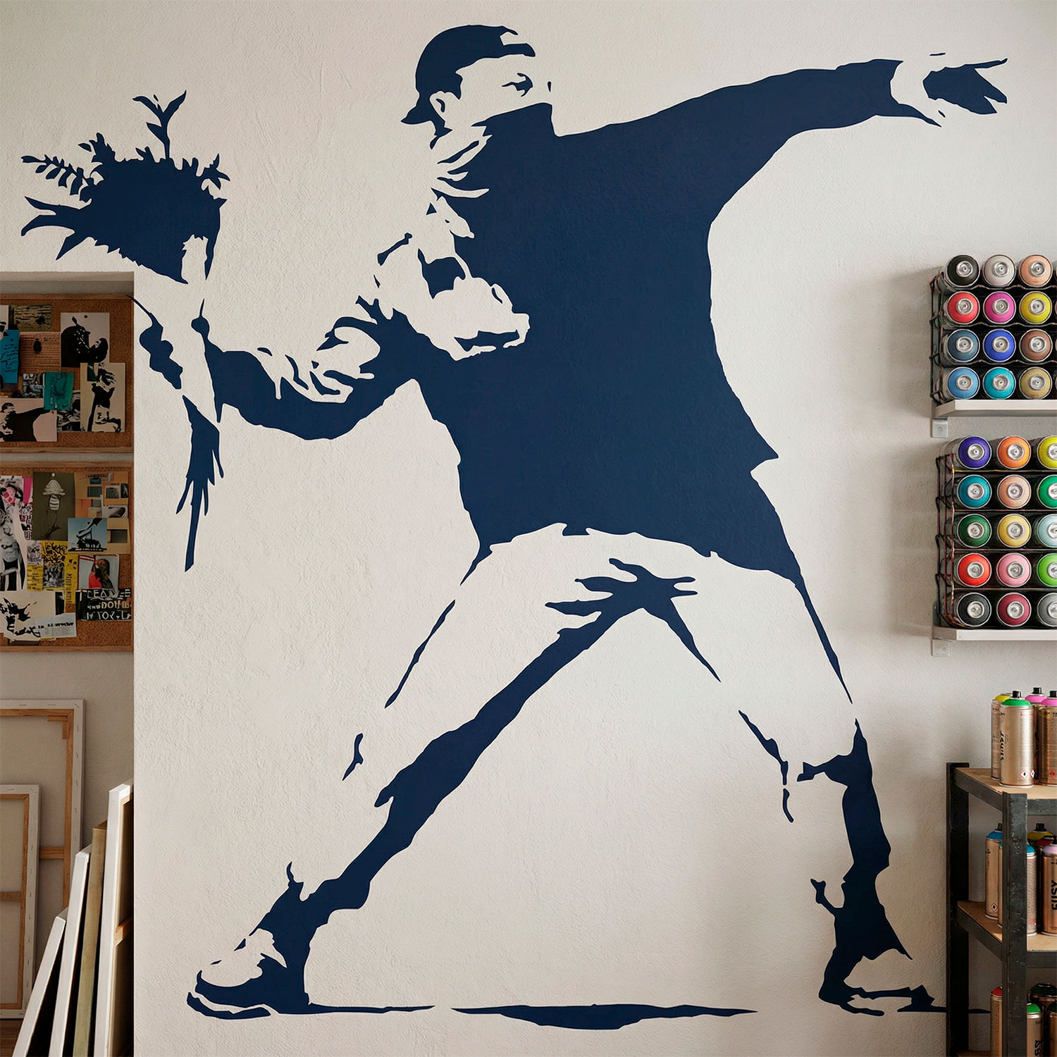 Wandtattoos: Banksy Blume Werfen Protest