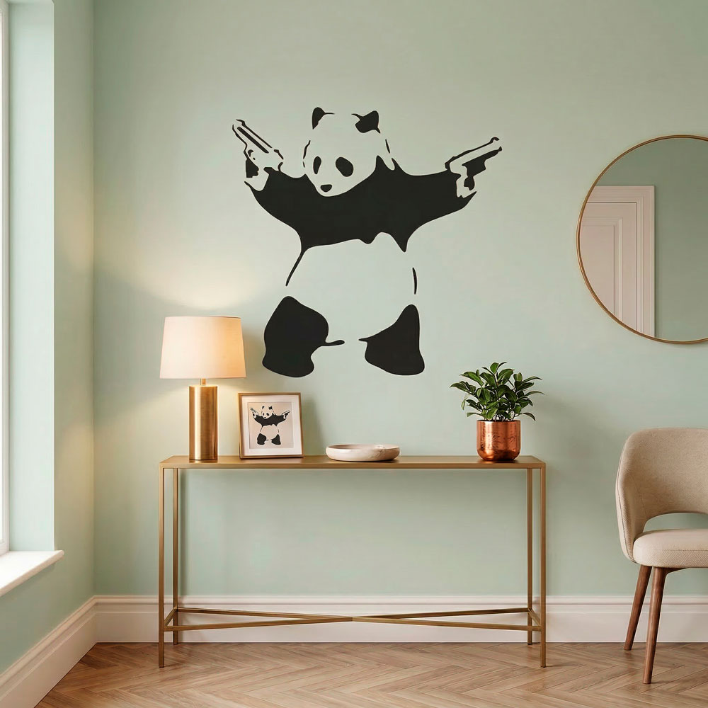 Wandtattoos: Banksy Panda bewaffnet